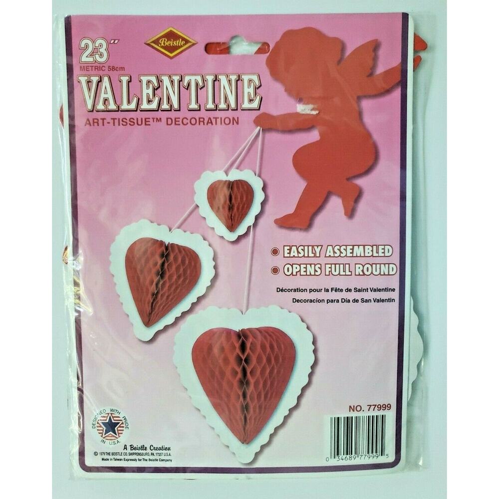 1979 Beistle 23" Valentines St Valentines Decorations Cupid and Hearts NIP